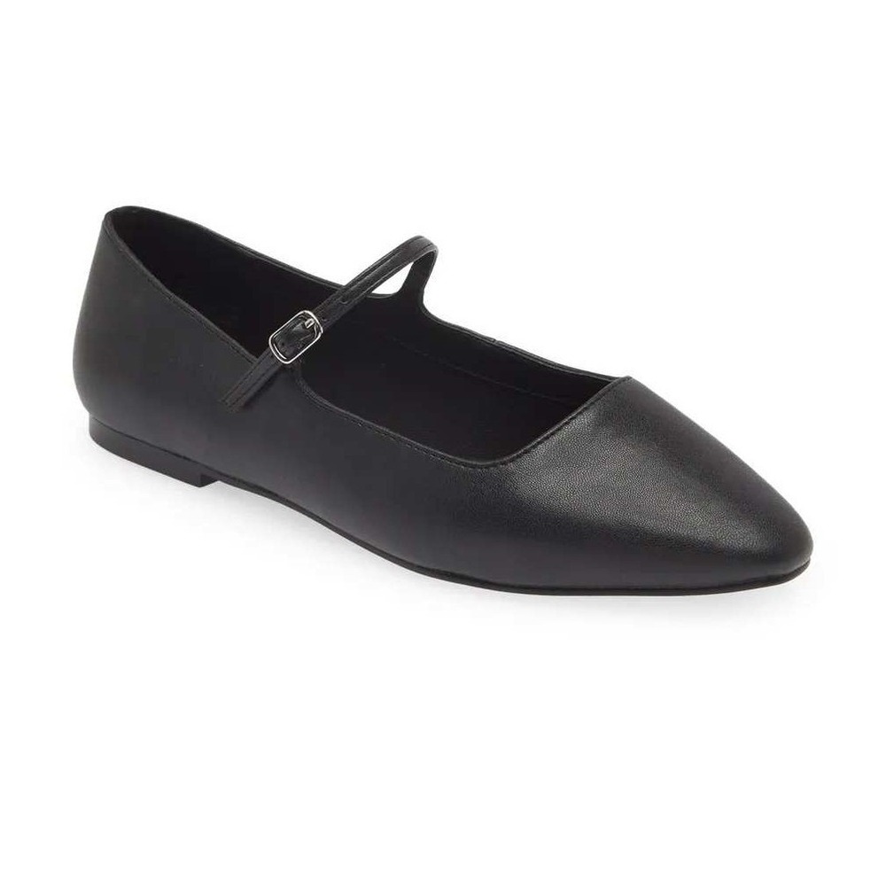 Open Edit Regina Mary Jane Pointed Toe Flat Size 9.5 Black - Picture 3 of 8